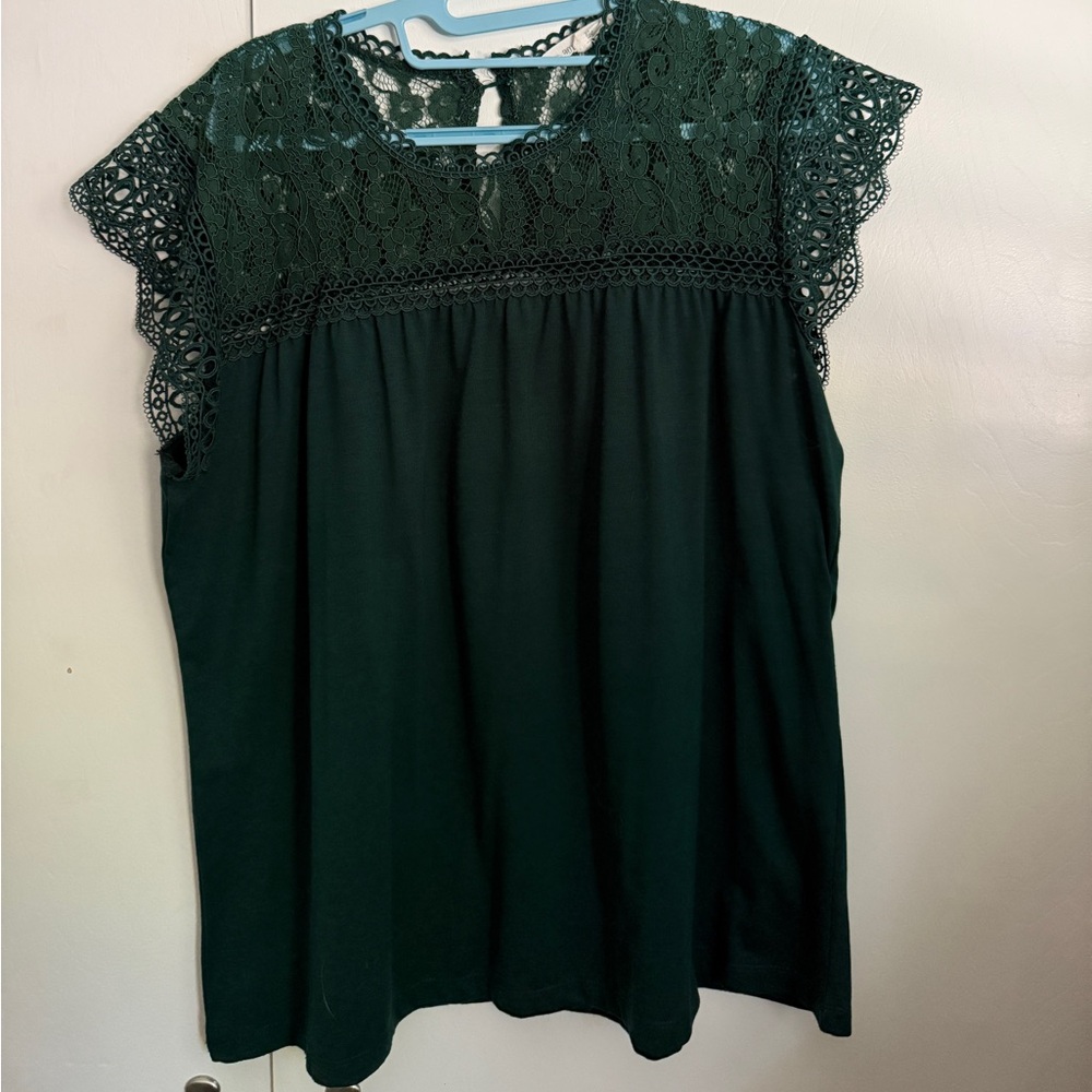 Amaryllis Dark Green Lace Blouse